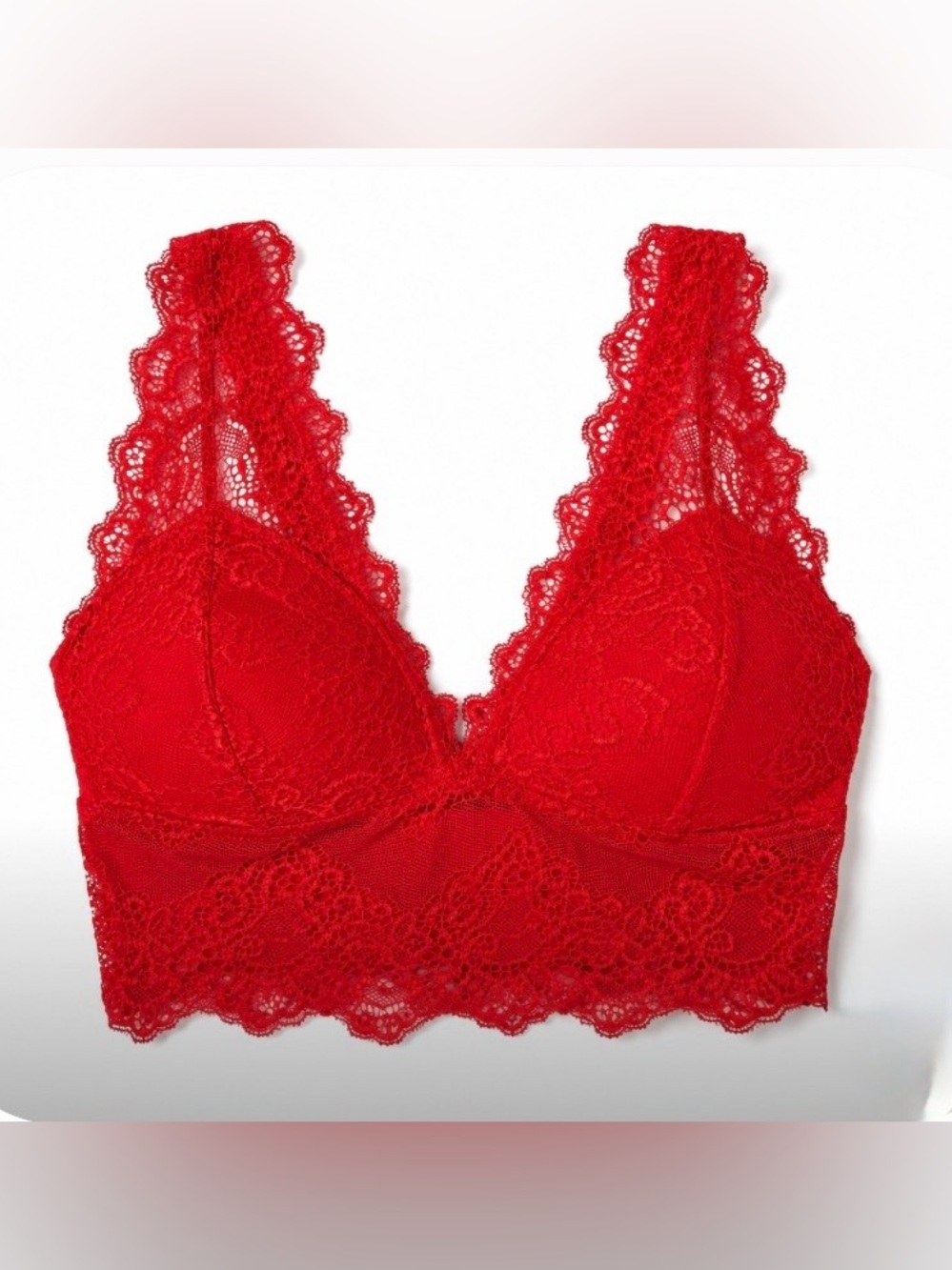 ❤️🌹 Rose + Vine Red Lace Padded Bralette Size Medium